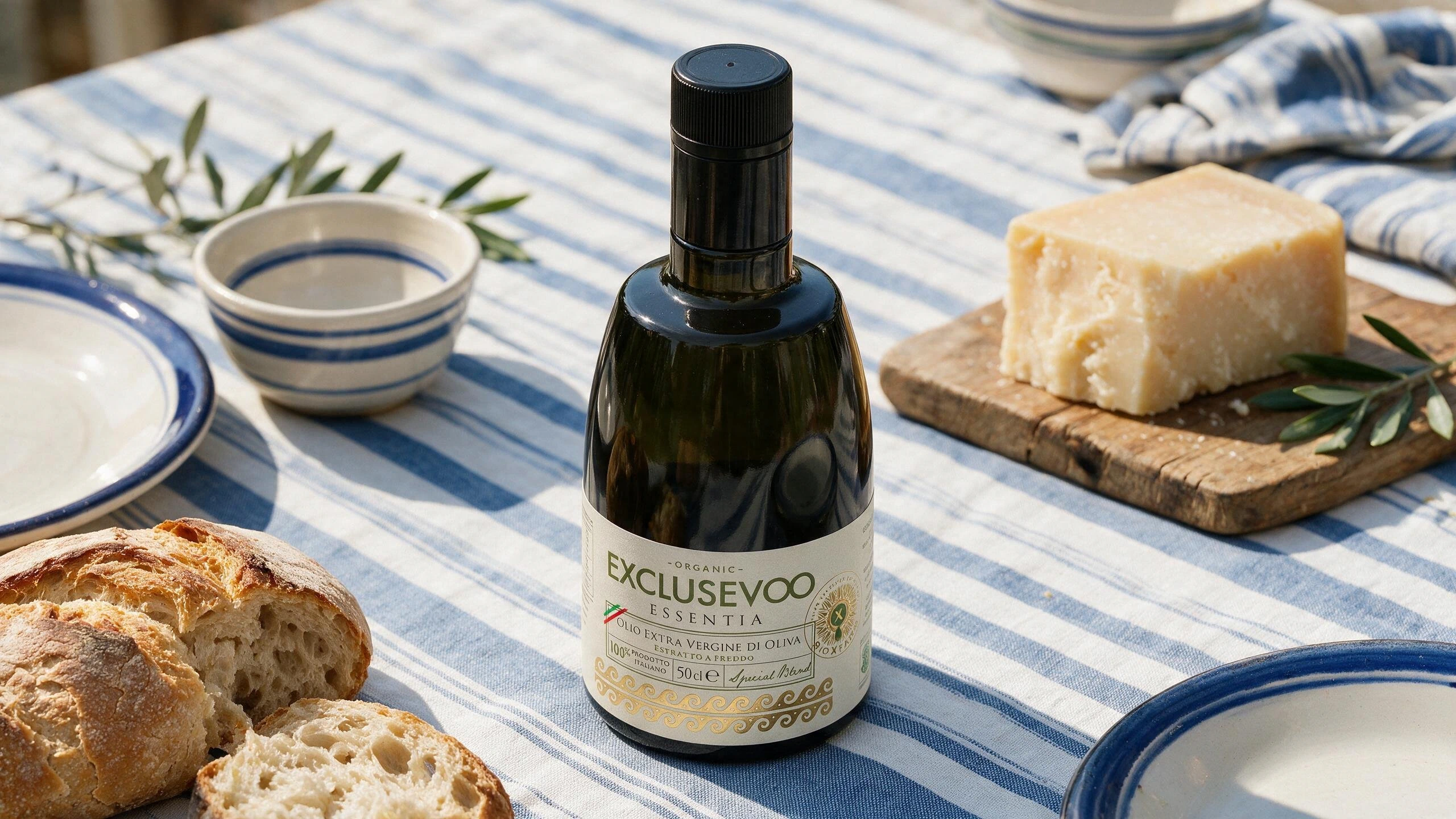 Essentia at the table with salad and bread